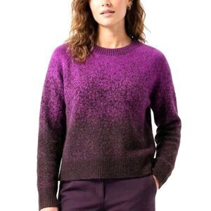 ATHLETA Sweater EXTRA FINE MERINO Wool Textured Purple Ombre Women Size Large
